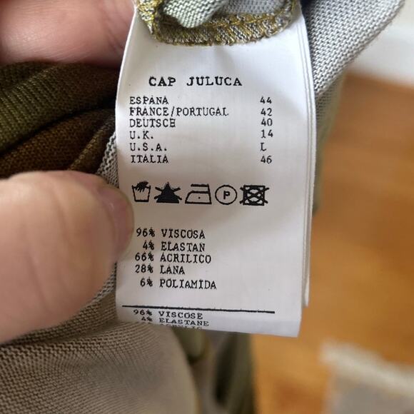 Cap Juluca Olive Green Brown Blue Watercolor Indie Grunge Fairy Punk Sweater - Picture 5 of 7